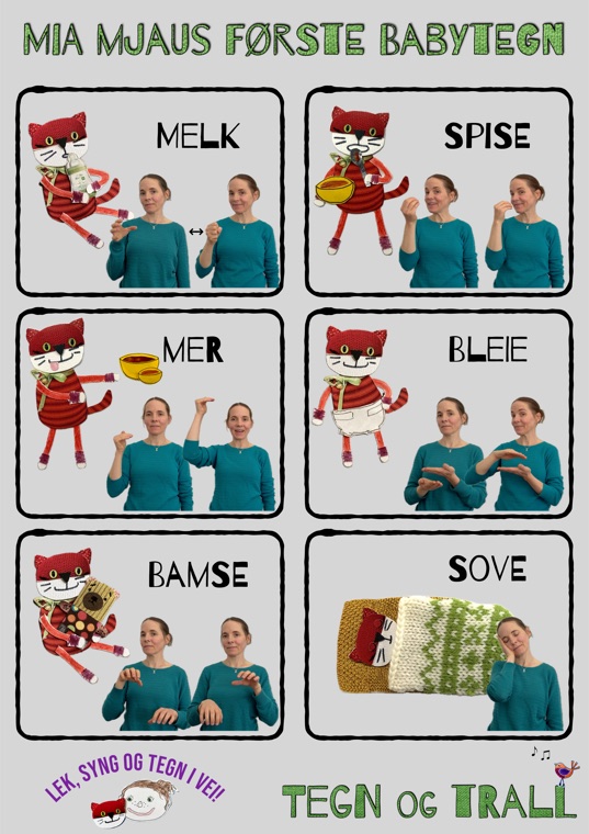 Babytegnplakaten «Mia Mjaus første babytegn»